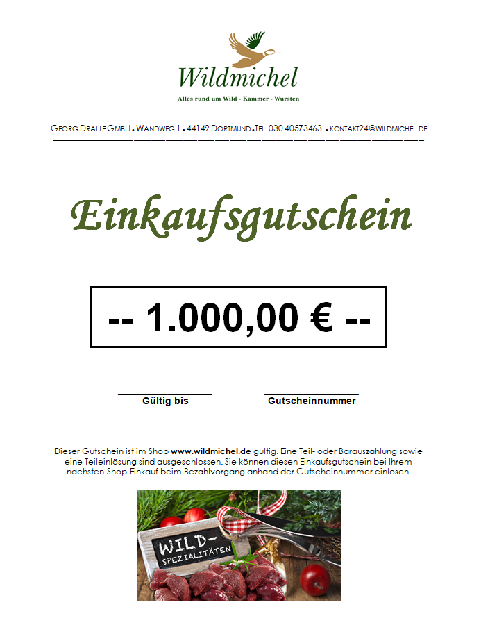 Einkaufsgutschein 1.000 €