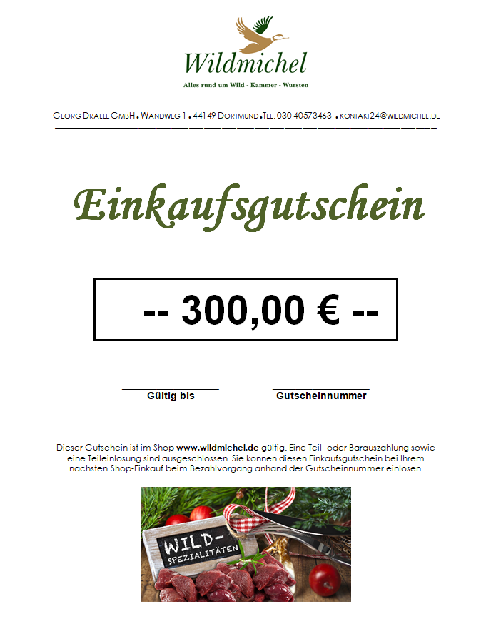 Einkaufsgutschein  300 €