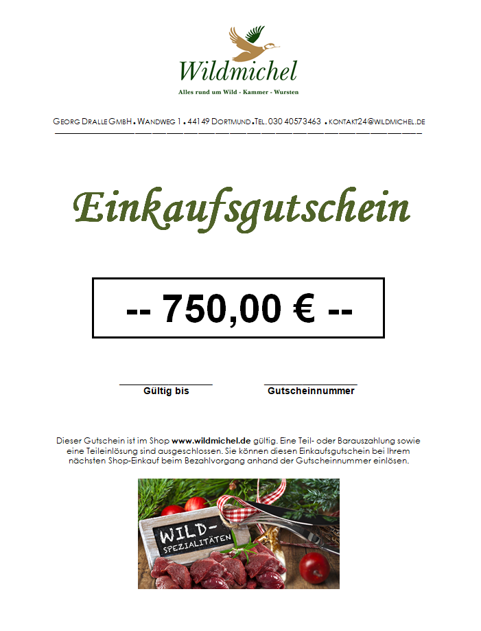 Einkaufsgutschein  750 €