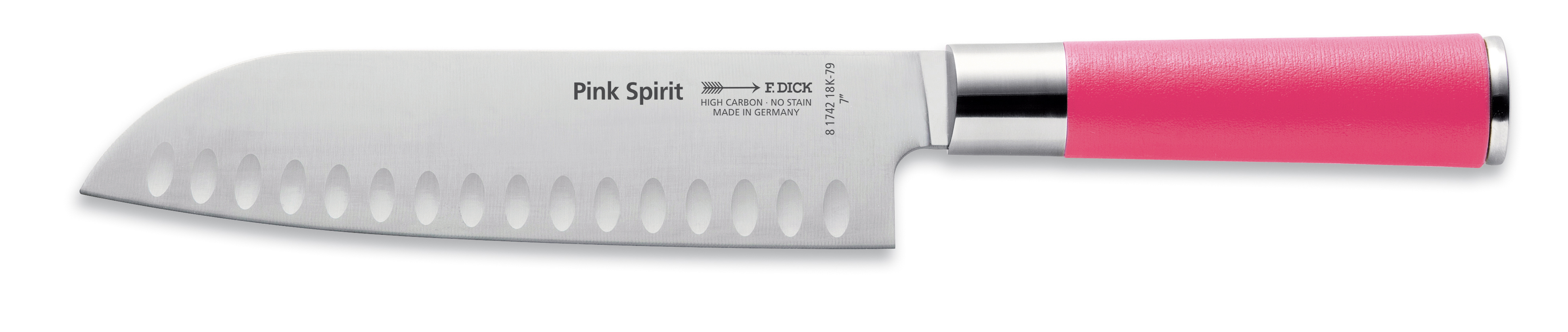 DICK Santoku, Kullenschliff, 18 cm, Pink Spirit