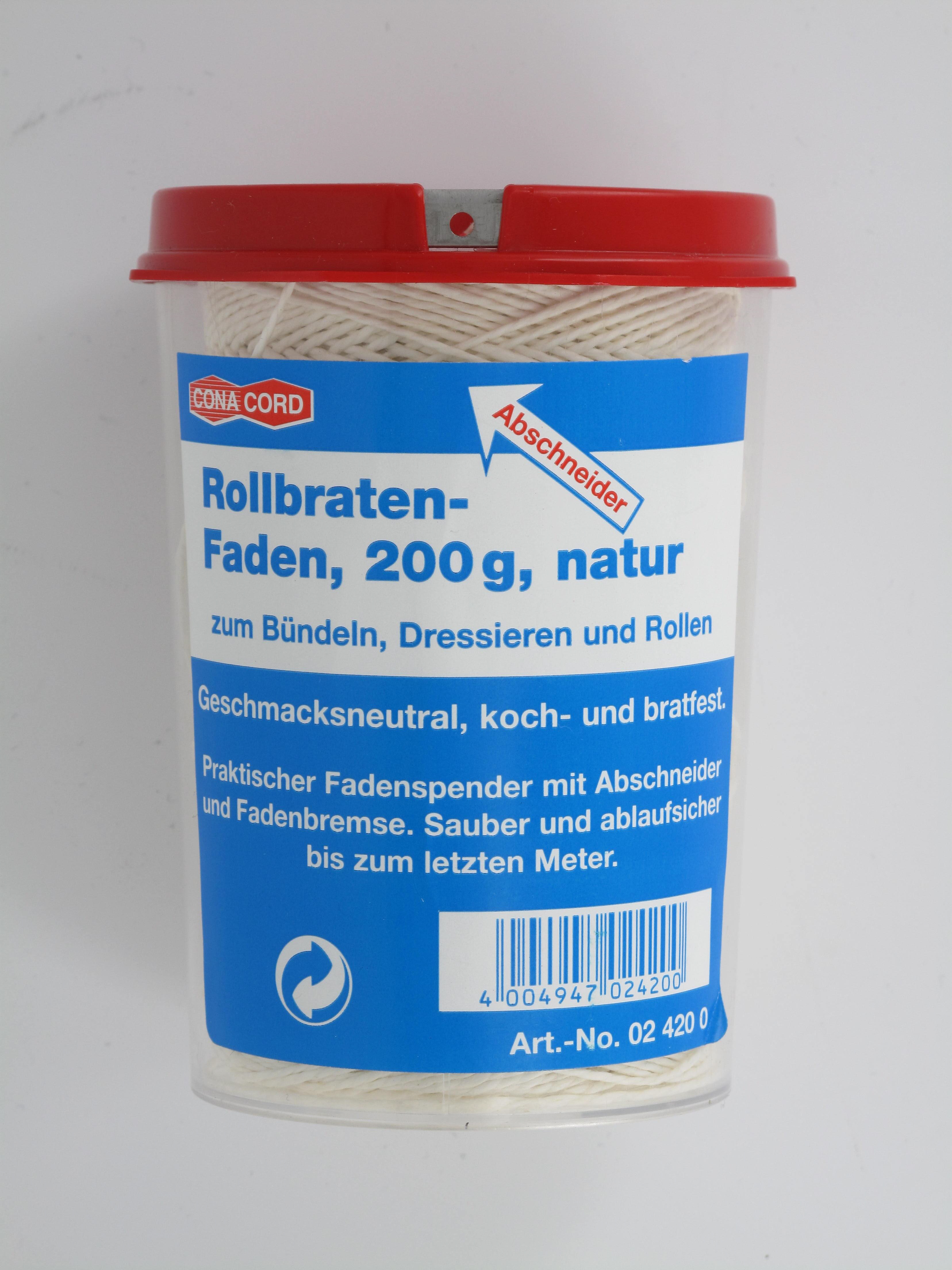 Rollbratengarn, gebleicht, im Spender, mit Abschneidevorrichtung, 200 gr/Rl