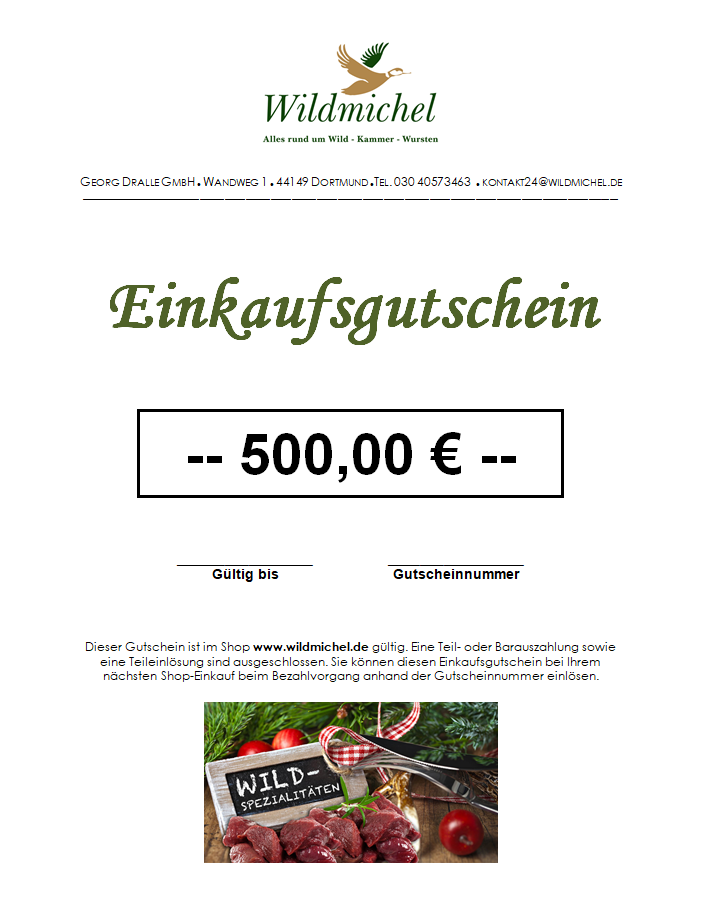 Einkaufsgutschein  500 €