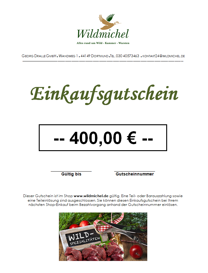 Einkaufsgutschein  400 €