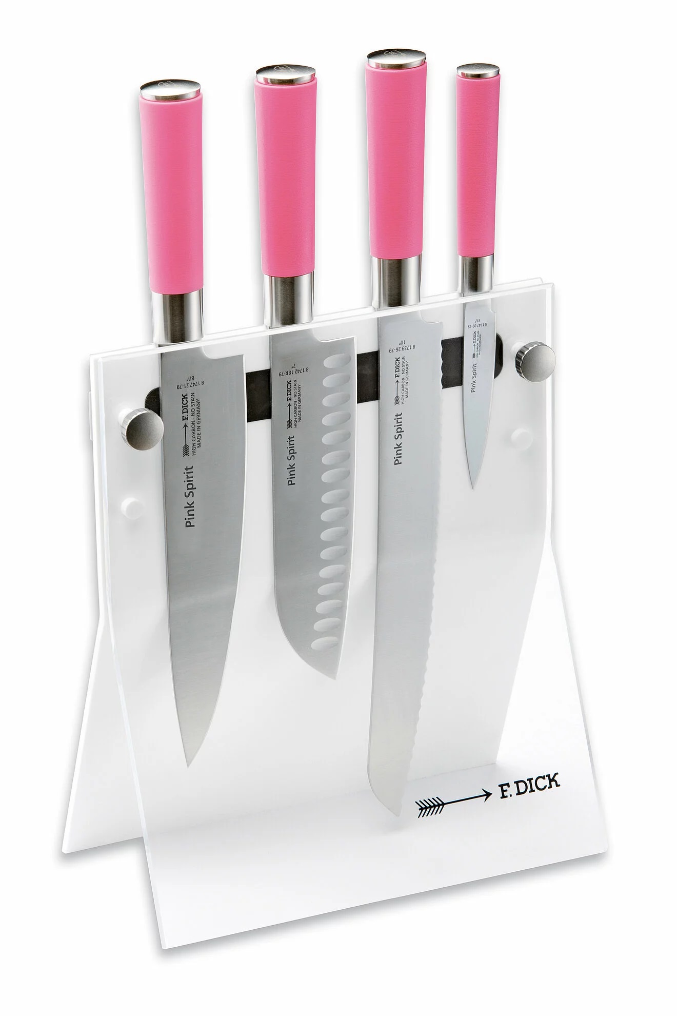 AKTION DICK Messerblock, Acryl, 4 Knives Pink Spirit 4-teilig, weiß